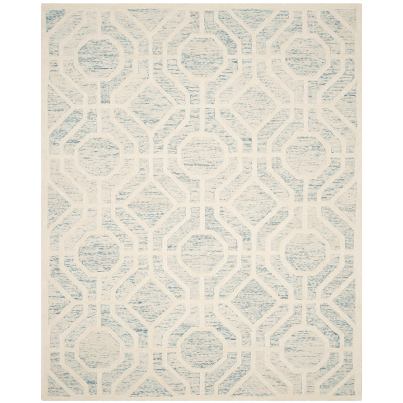 Deedgra Hand Tufted Wool Geometric Rug, Rectangle 8' x 10'