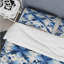 Ensemble de housse de couette géométrique à motif de treillis bleu et blanc I-442016001