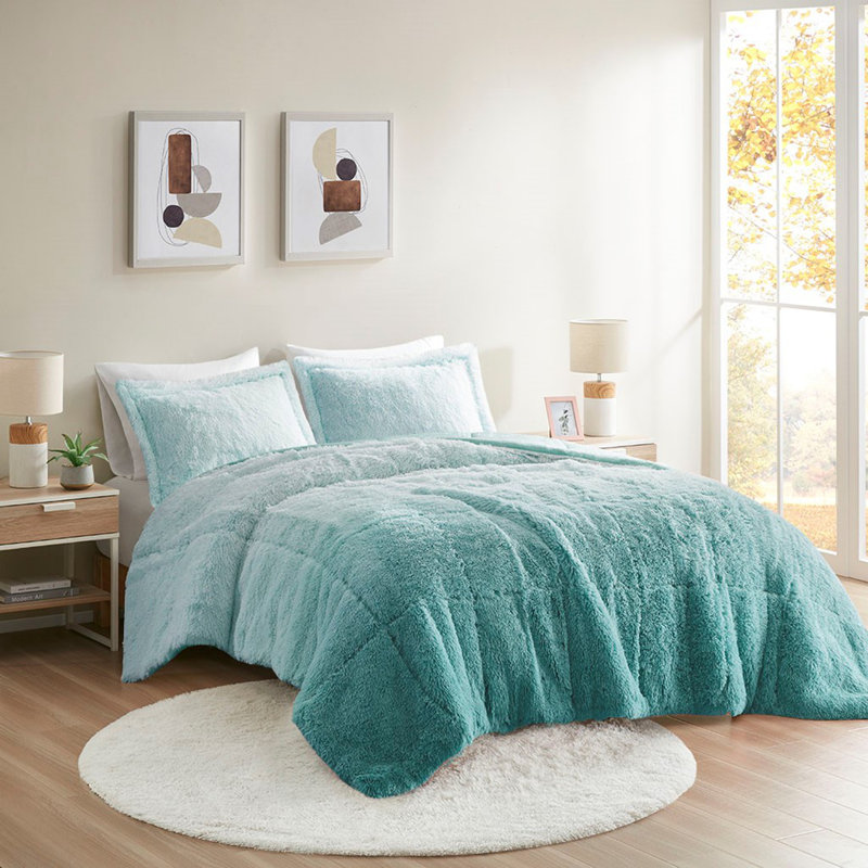 Ensemble d'édredon pour lit simple / simple TG, Twin Comforter + 2 Standard Shams, Turquoise