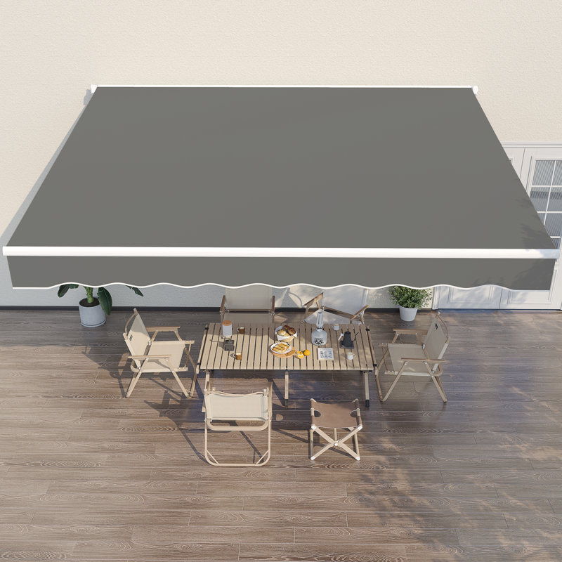Auvent de terrasse à pente manuelle AECOJoy, l 156 po x P 120 po, Gris, Couleur unie