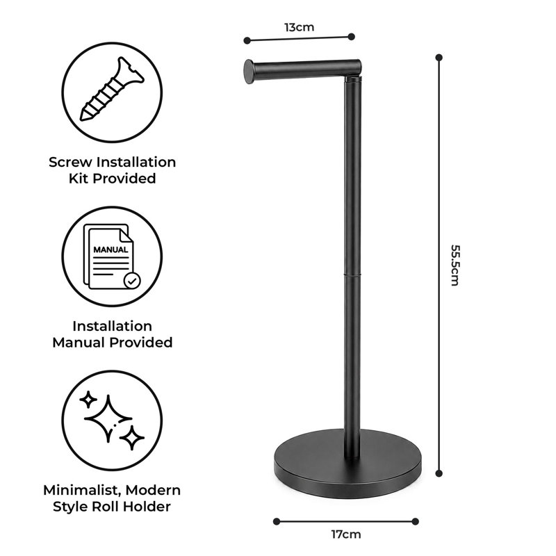 Free Standing Toilet Paper Holder, Black
