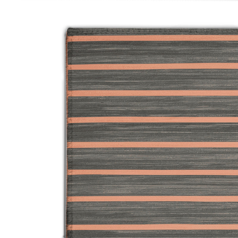 HorizontalStripes Black Indoor and Outdoor Area Rug, Rectangle 8' x 10'