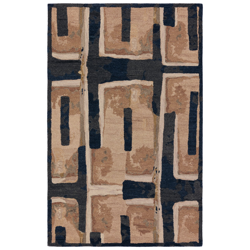 Zoe Bios By Jaipur Living Balsa HNC03 Handmade Abstract Tan and Blue Area Rug (9'x12'), Rectangle 10' x 14'