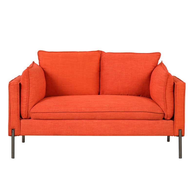 Canapé rembourré 3 places 76,2 po, Lin orange, H 33 po x l 76,2 po x P 30,7 po