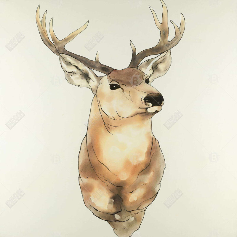 Deer Portrait - Scandinavian Framed Canvas for Home Decor