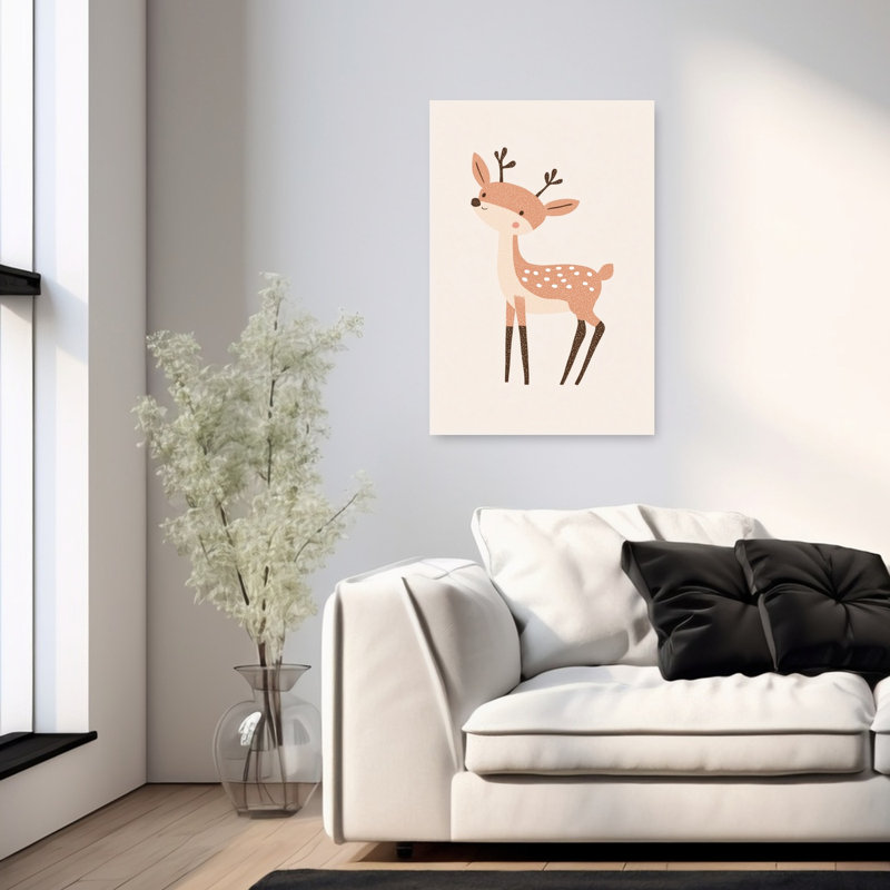 Cute Baby Deer Abstract Minimalist Forest Landscape Wall Art Print by Mathieu - Wrapped Canvas Print, 91.44cm H x 60.96cm W