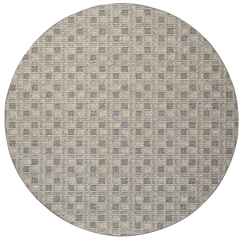 Tapis abstrait couleur d'intérieur / extérieur à motif commercial abstrait beige, Rond 7 pi
