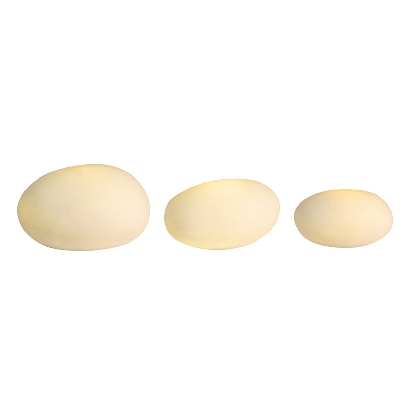 Light Pebbles - Set of 3 - Matte Porcelain with LED Light