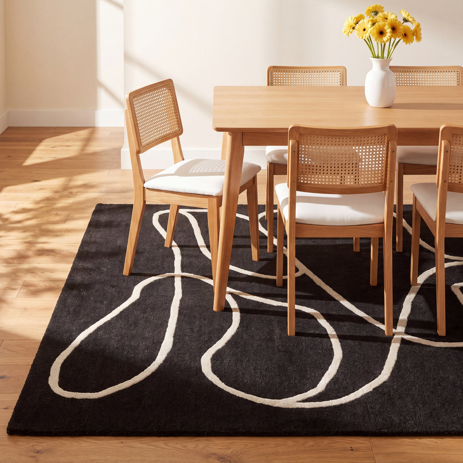 Jason Wu Hand-Woven Black Abstract Rug, Rectangle 8' x 10'