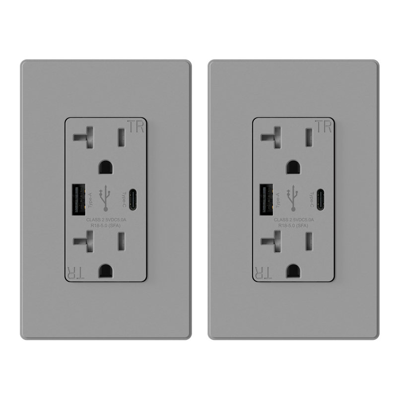 Prise de courant double standard inviolable de 20 ampères, 2, Gris