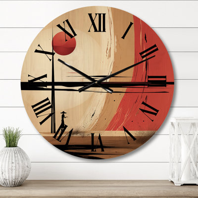 Pleine lune célébration de la solitude paysage I - Horloge murale moderne en bois surdimensionnée géométrique