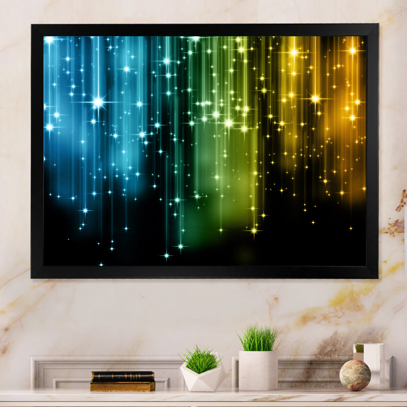 Glowing Lights Matrix Art - on, Black Closed Corner Framed, 8" H x 12" W x 1" D