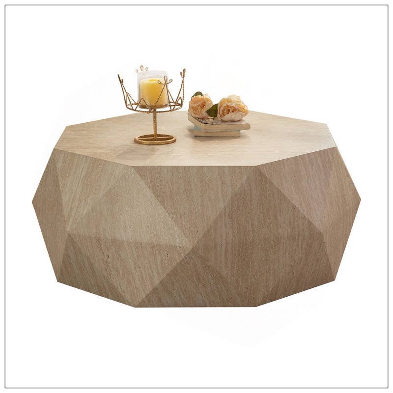 Modern Farmhouse Coffee Table Drum Coffee Table, American Retro Style Coffee Table For Office, Dining Room And Living Room