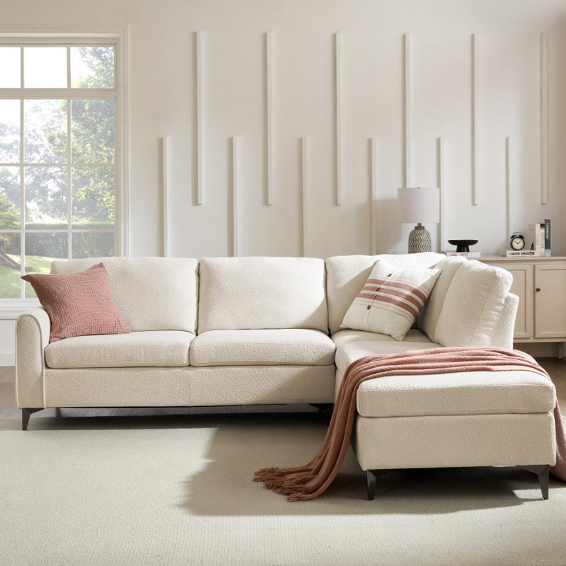Evelyn 4 Seater Corner Sofa , Beige, Right Hand Facing