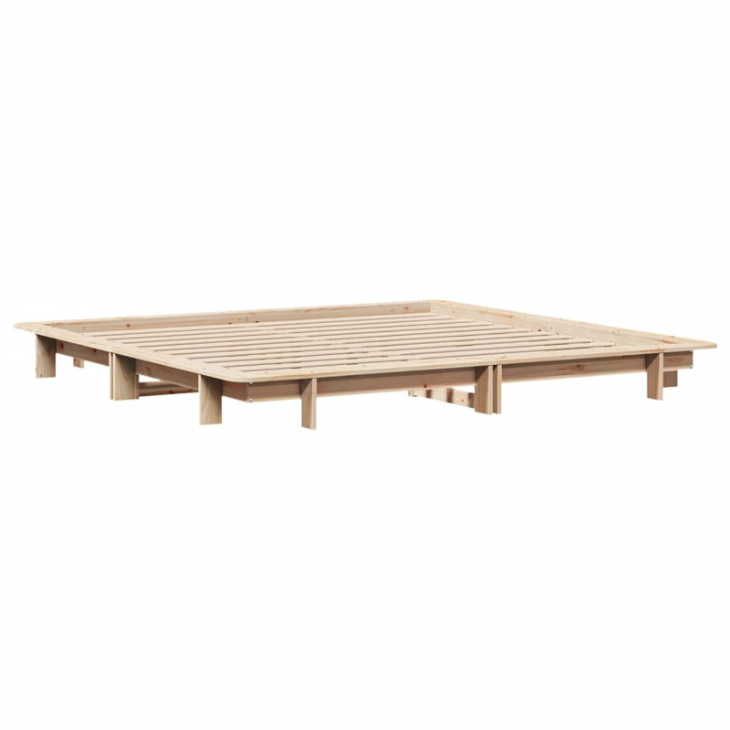Bed Frame Without Mattress Solid Wood Pine, Super King (6'), Brown