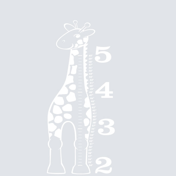Décalcomanie murale « giraffe growth chart », Blanc