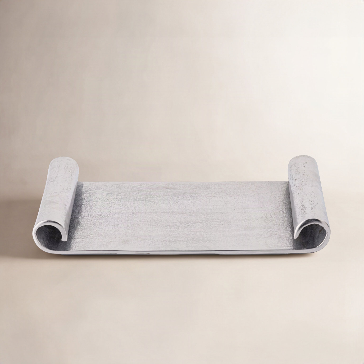 Brass Decorative Tray, 14"W x 10"D x 2"H, Silver