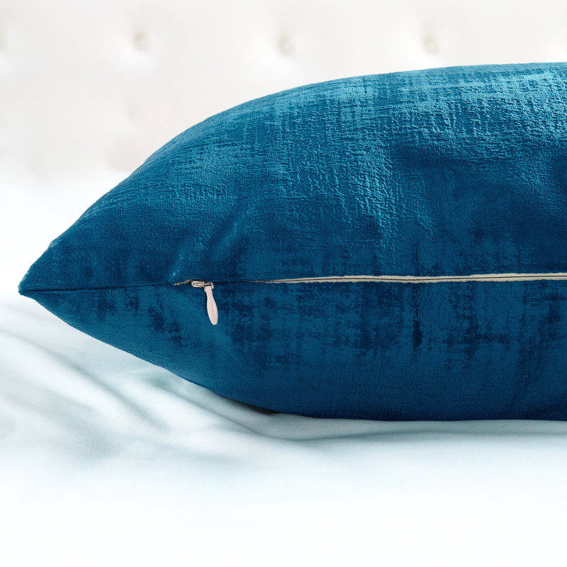Housse de coussin réversible en velours texturé Euro, Bleu majolique