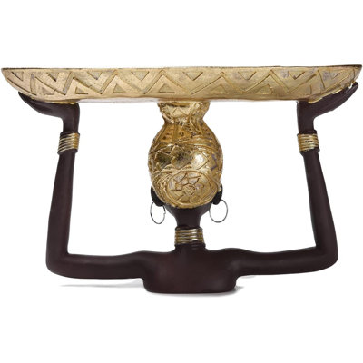 African Girl Tribal Lady Tray Statue Resin Tray For Candy Jewelry Ring Fruit, Living Room Dining Table Bedroom Shop Ornament Decoration