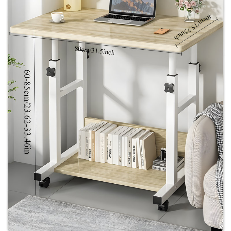 Adjustable Bedside Table With Wheels - Portable Laptop Desk For Bedroom, Dorm, Study, And Home Office - Compact And Sturdy Design