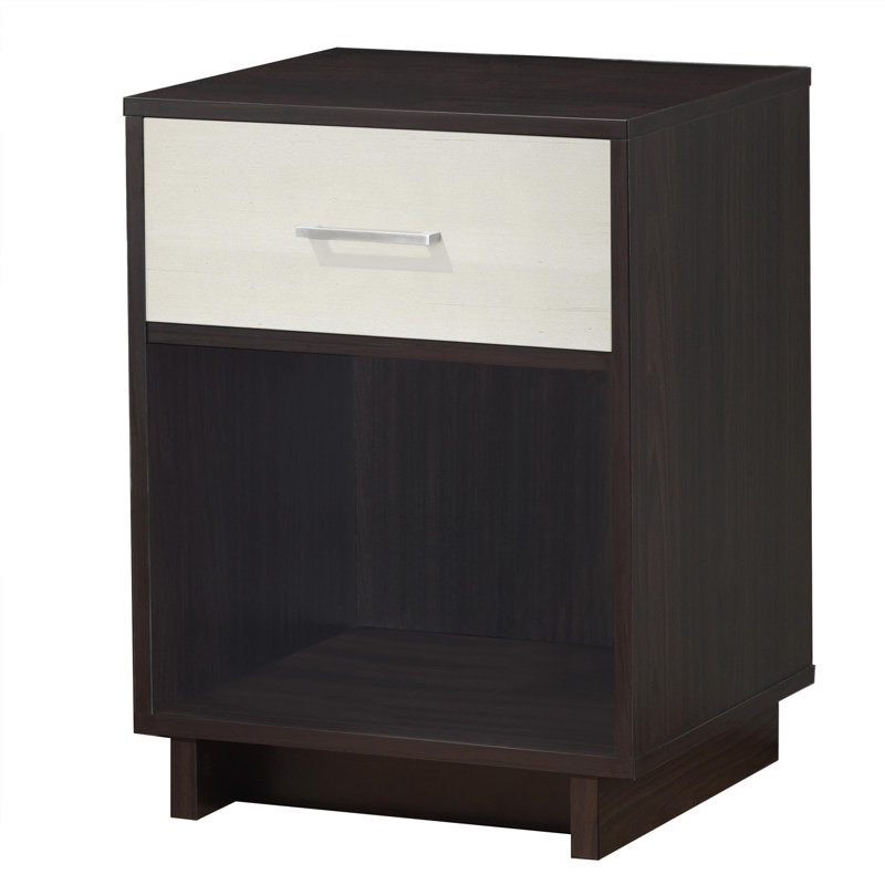 Acosta 45cm W Manufactured Wood Bedside Table, Espresso/Vintage White
