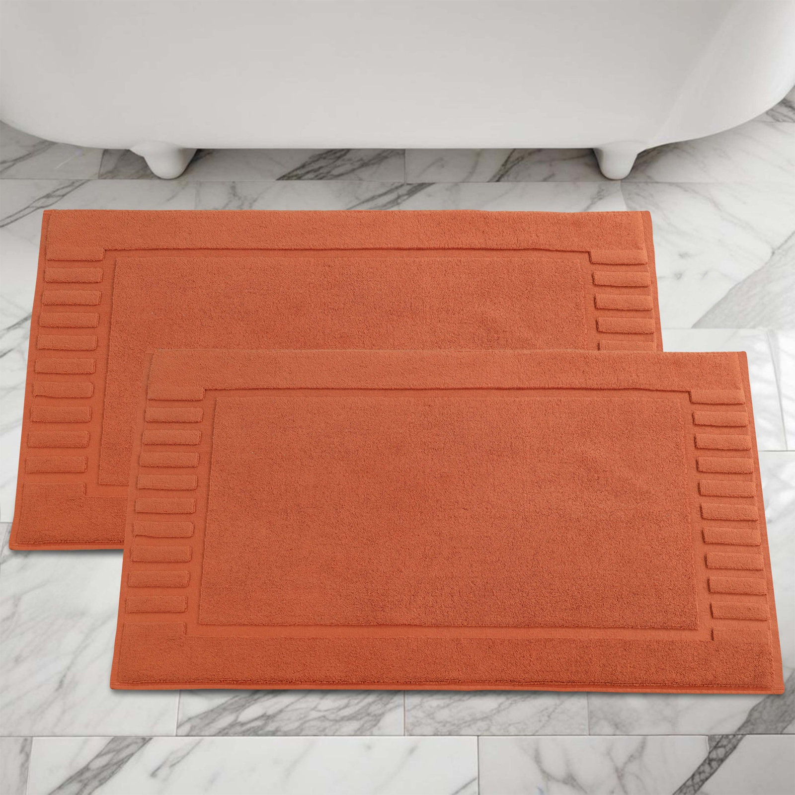 Pardue Cotton Bath Mat, Copper, Geometric