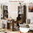 Mid-century Multi-use Extenable Cabinet Desk With Storage Peg Board, Storage Cabinet With Sliding Glass Doors, Led Light, Free Cat Cushion And Cat Toy