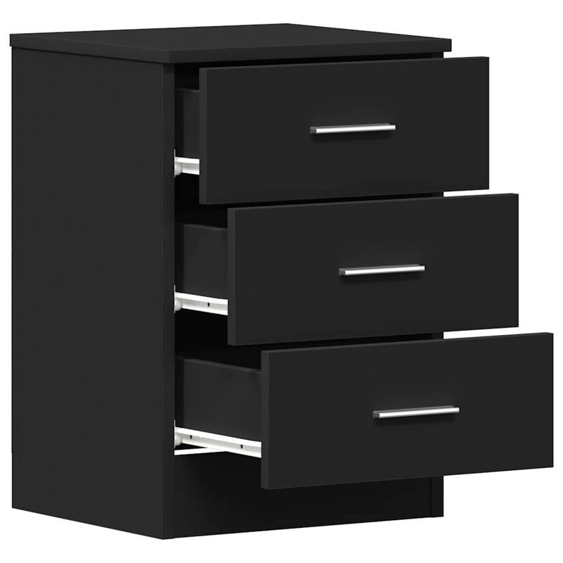 38cm W Manufactured Wood Bedside Table, Black, Set of 1