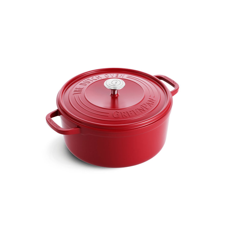 Greenpan Featherweights Dutch Oven 22cm 3 Litre - Black, Red, 13cm H x 30.5cm W x 22cm D, 3L