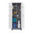 Broom Storage Cabinet With Locking Doors And Shelves, 65" H Metal Storage Cabinet With Hanging Rod & S-Hooks, Cleaning Tool Storage Cabinet Grey-340243669