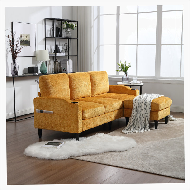 storage sofa /Living room sofa cozy sectional  sofa, Yellow Polyester