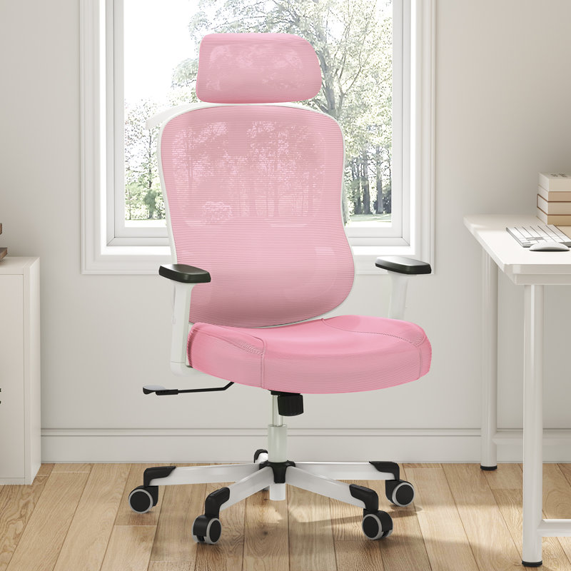 Fauteuil de bureau ergonomique Mazlack, Rose