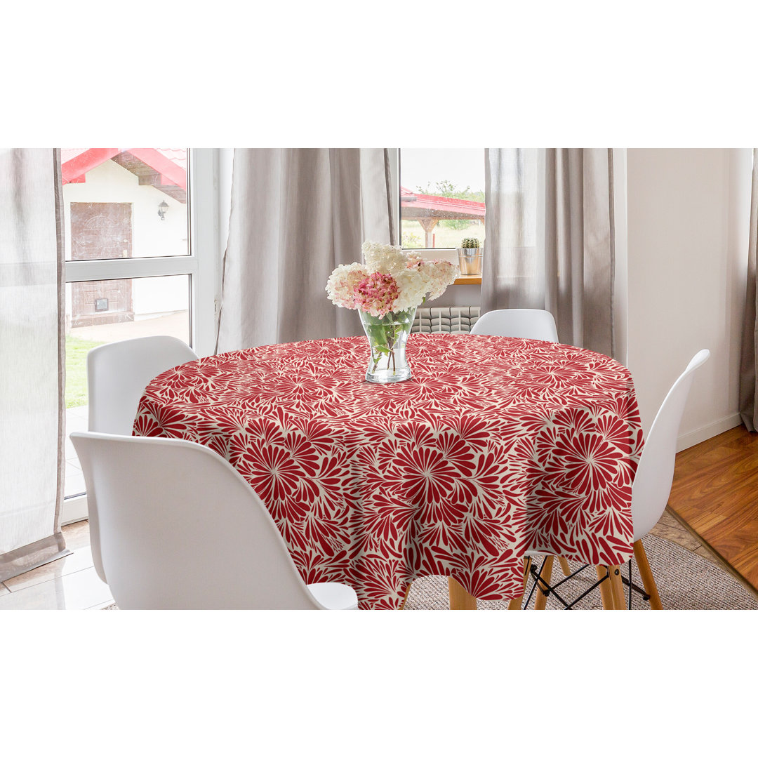 Runde Tischdecke, Klassische Weinlese Flourish, Blumen, Vermilion Creme