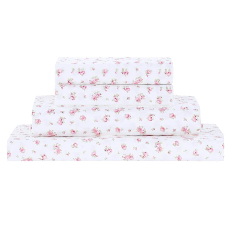 Microfiber Rose-Printed Twin Sheet Set
