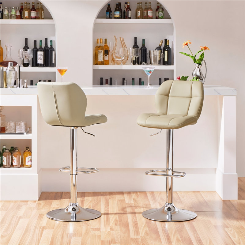 color Height Adjustable Swivel Bar Stools, Khaki