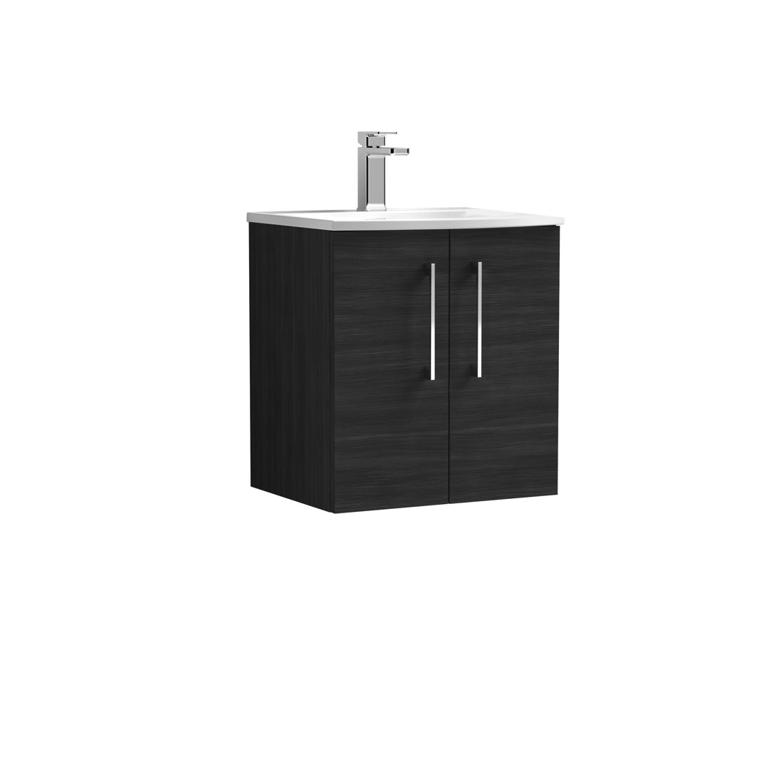 Nuie Arno 500mm Wall Hung Vanity Unit & Basin - Charcoal Black - Image 2