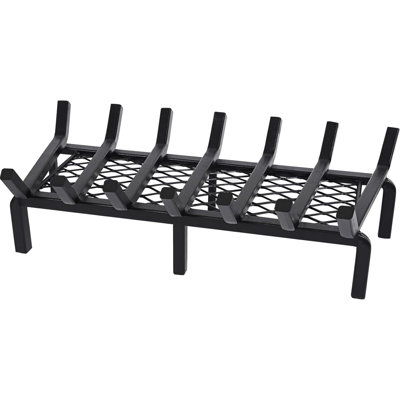 24 Inch Fireplace Grate with Ember Retainer,Cast Iron Fireplace Log Grate