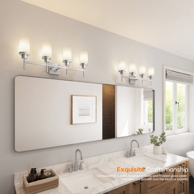 4-Light Bathroom Vanity Lighting, Brushed Nickel