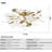 Gold Ceramic Ginkgo Leaf Ceiling Light Brass Semi Flush Mount-1801374164-1801374167