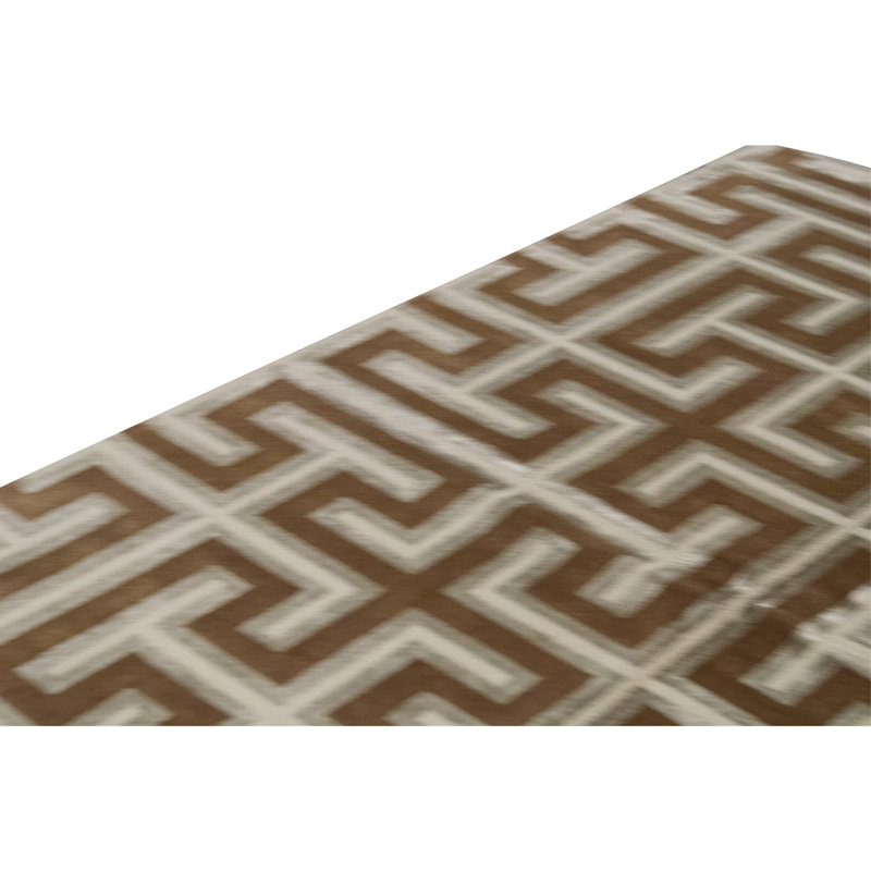 Hand Knotted Geometric Area Rug in Gold