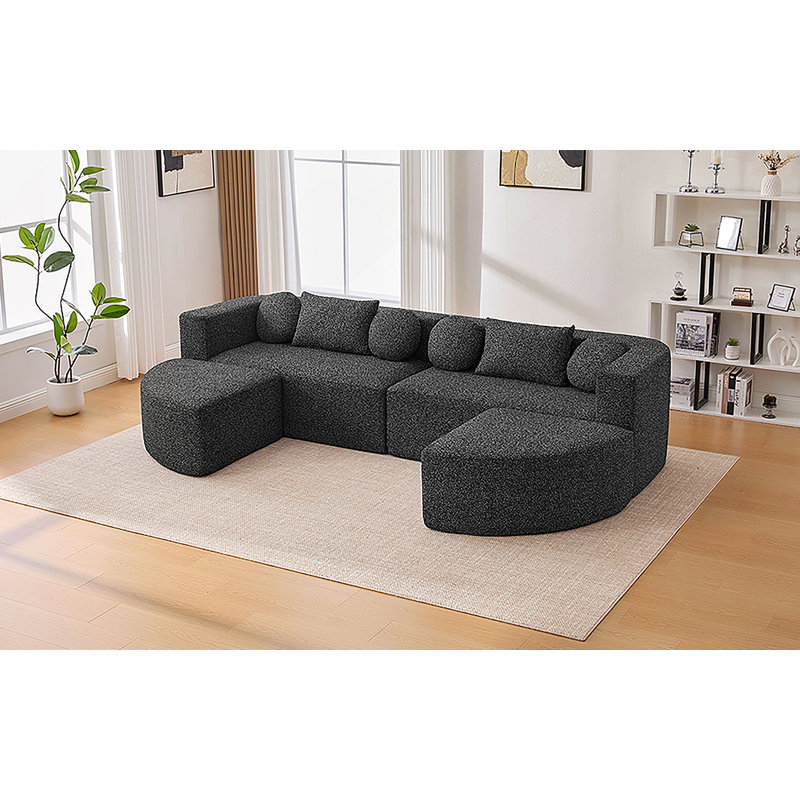 Canapé modulaire Boneless Couch, Bouclé noir