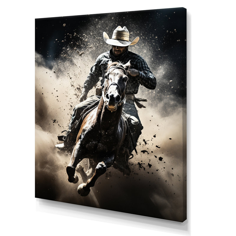 Western Western Rodeo Spirit - Art mural occidental, H 32 po x l 24 po x P 1 po, Toile tendue
