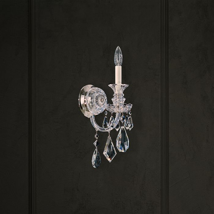Hamilton 1 - Light Candle Wall Light, Clear / Silver