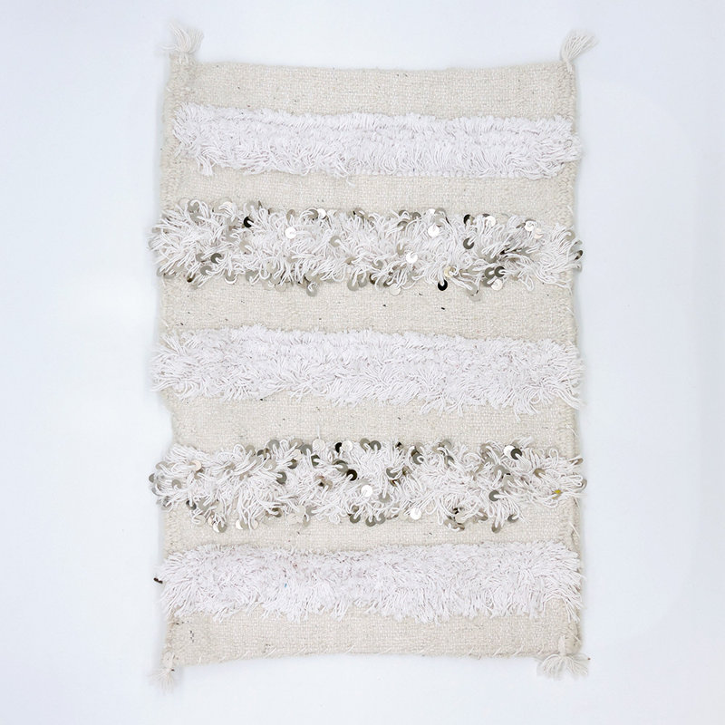  Housse de coussin rectangulaire rayée, 17 po x 24 po, Blanc / blanc cassé