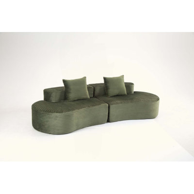 Canapé entièrement compressé de 110,24 po, canapé 2 places en velours côtelé avec 2 coussins lombaires, canapé rembourré à siège profond et confortable, aucun canapé nuage pour le salon et la chambre à coucher