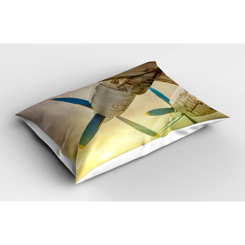 Ambesonne Vintage Airplane Pillow Sham Pack Old Aircraft Brown Blue  Yellow 20