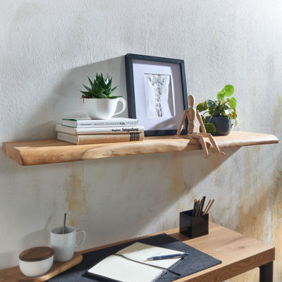 Salters Acacia Solid Wood Floating Shelf with Live Edge