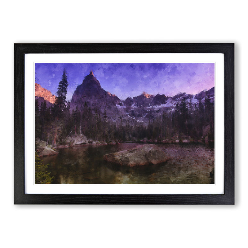 Eagle Peak Mountain - Picture Frame Painting, 48cm H x 65cm W x 2cm D, Black Framed