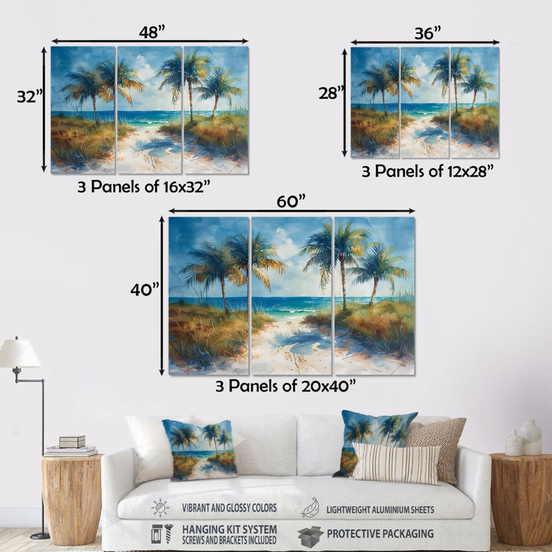 Morada - ensemble de reproduction d'art mural palmiers et palmiers, H 28 po x l 36 po x P 1 po