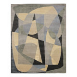 Rug & Kilim’S Mid-Century Modern Style Rug With Gray & Green Geometric Patterns